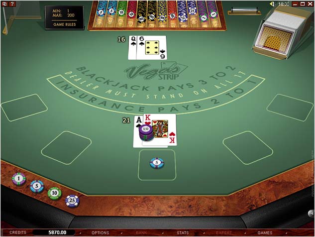 Blackjack game screen